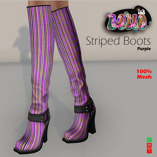 BOHOish - Striped Boots - Purple