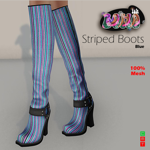 BOHOish - Striped Boots - White [WEAR OR REZZ]