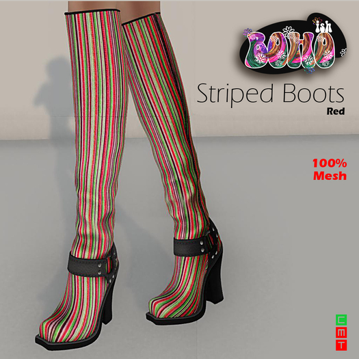 BOHOish - Striped Boots - White [WEAR OR REZZ]