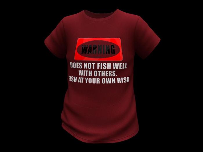 V TEE FISH OWN RISK RED DEMO