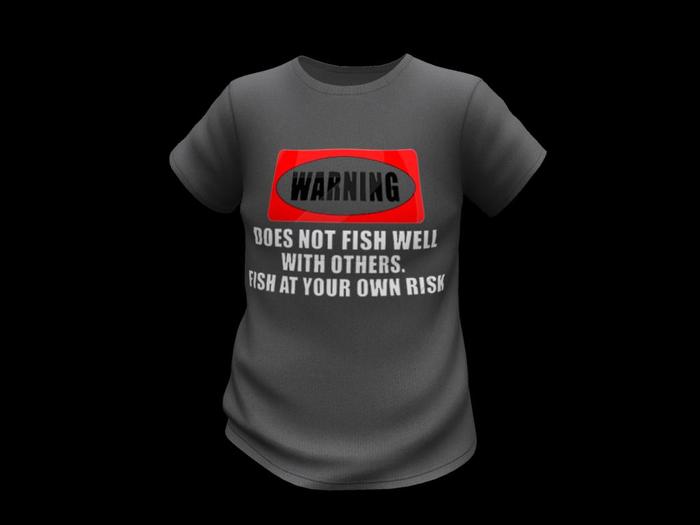 V TEE FISH OWN RISK GREY DEMO