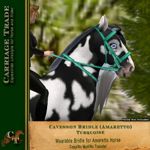 @CT@ Cavesson English Bridle (Amaretto) BOXED Turquoise