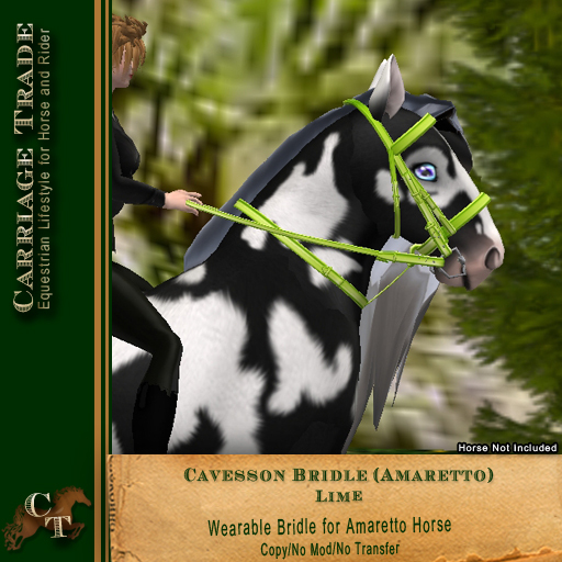 @CT@ Cavesson English Bridle (Amaretto) BOXED Lime