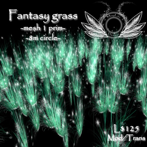 Fantasy grass - glowy sea green - only 1 prim :)