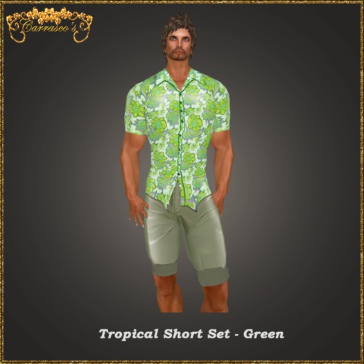 *Carrasco's* Tropical Short Set-Olive