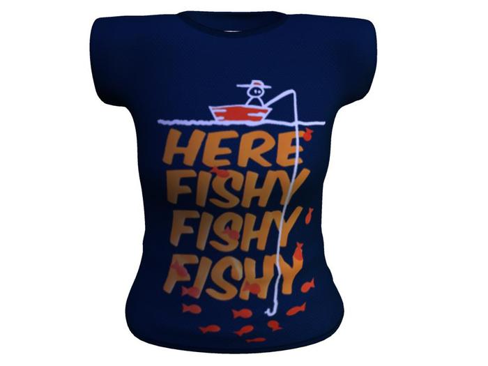Womens Mesh NAVY  Here Fishy  DEMO