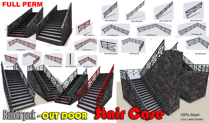 [Full Perm] Out-door Staircase Builder Pack with railing