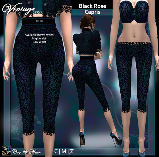 C&F Vintage Capris - BlackRose
