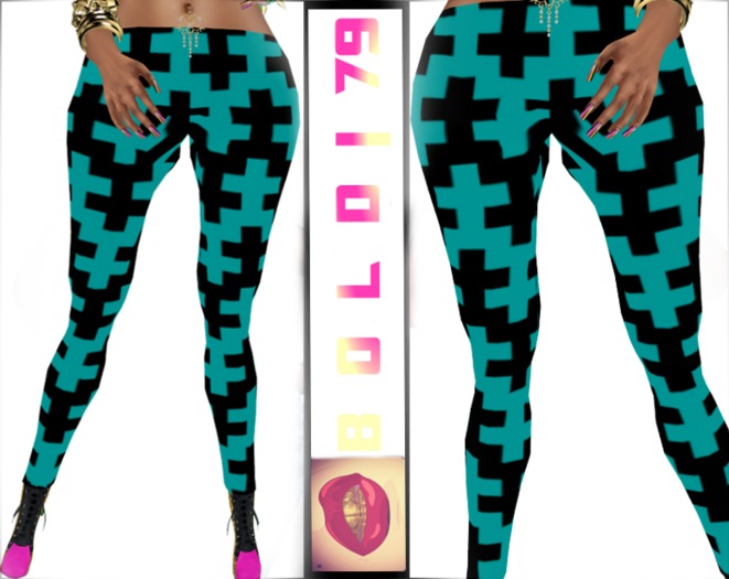 .:B79:. Pattern Leggings Aqua