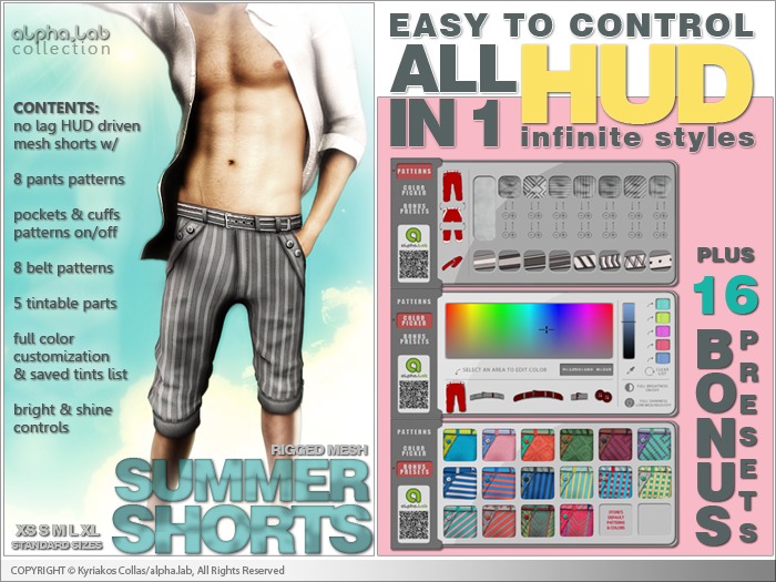 [alpha.lab Mesh] Mens's Summers Shorts w/ HUD