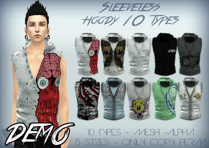 DEMO " Sleeveless hoody 10 types "