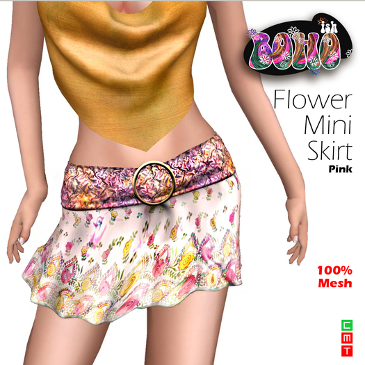 BOHOish - Flower Mini Skirt Blue [WEAR OR REZZ]