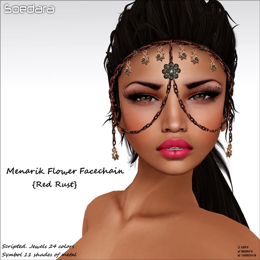 ~Soedara~ Menarik Flower Facechain {Red Rust}