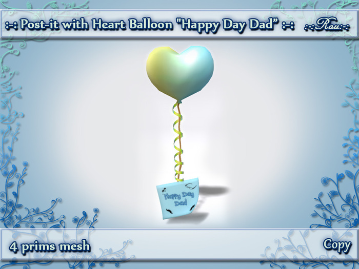 :-: Post-it With Heart Balloon "Happy Day Dad" :-: