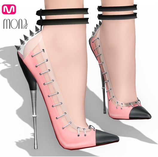 :: Masha ::The elegant MONA "PVC" Spikes / Pink and Black