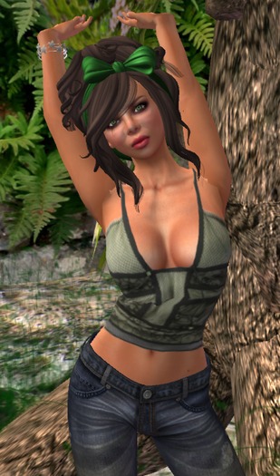 Tank Top Green Lace Mix Shirt