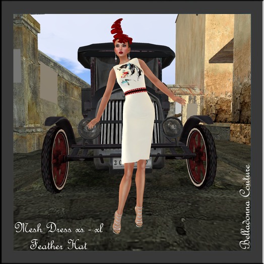 Mesh Mime Sheath Dress and Hat (boxed)