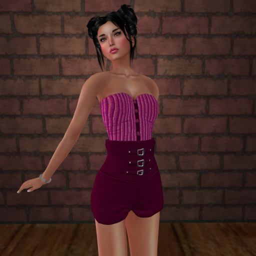 Purple Mesh short shorts outfit (boxed)