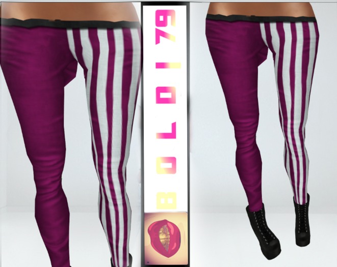 .:B79:. Pink Solid Stripe Leggins