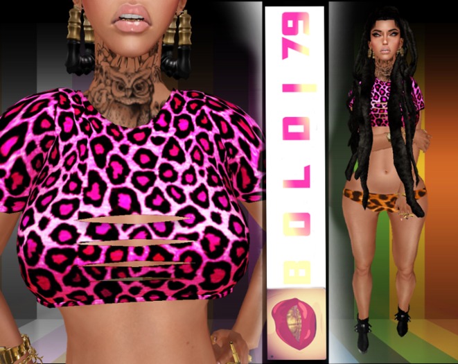 .:B79:. Ripped Mesh Crop Top PinkChetta