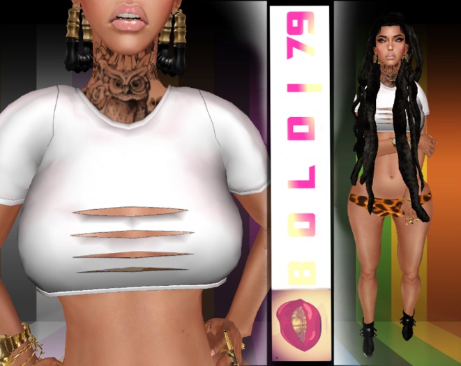 .:B79:. Ripped Crop Top White