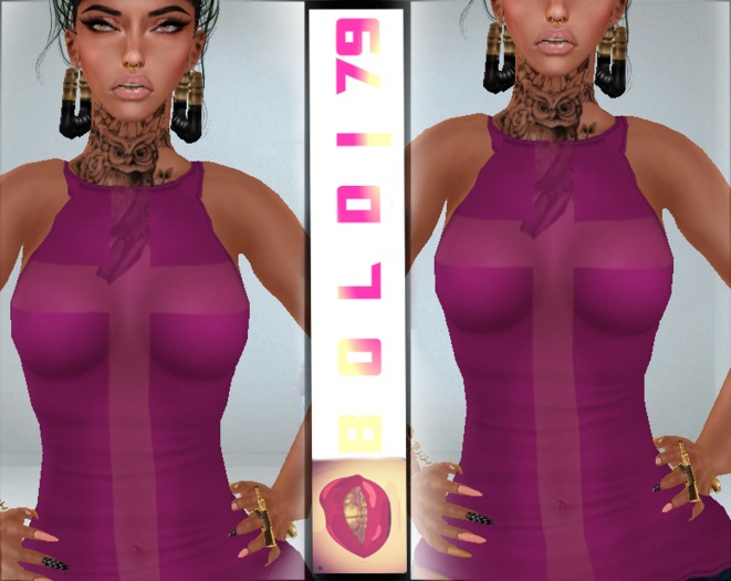 .:B79:. Pink SeeThrew Cross Top [LONG]