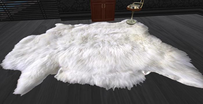 White Fur Bath Rug