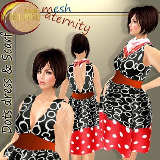 35M Dots Mesh Maternity Dress with Scarf <box>