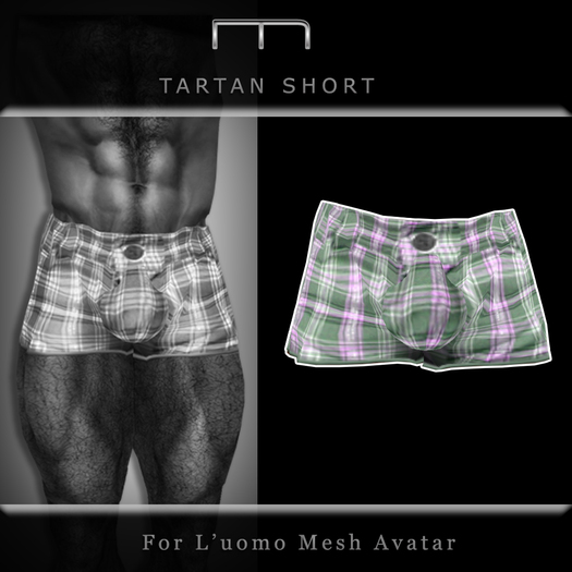 (M) Tartan Short - (For L'uomo Mesh Avatar)