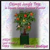 Cosmos Jungle Tree in Square Green Planter  MESH