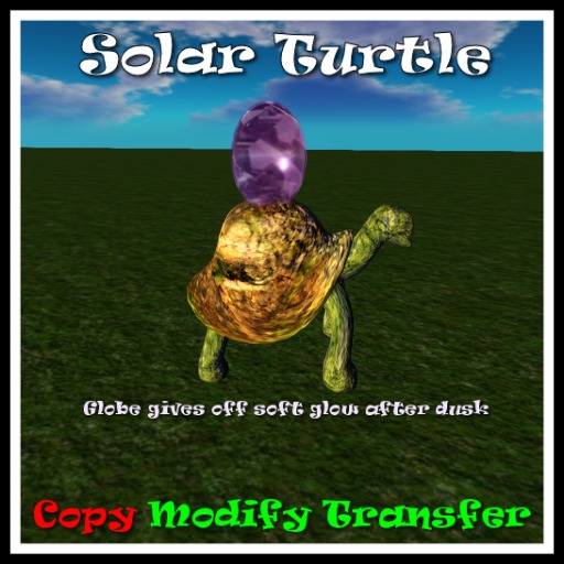 *TLD* Rainbow Solar Cement Turtle Statue