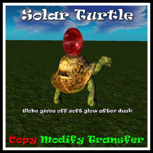 *TLD* Red Solar Cement Turtle Statue