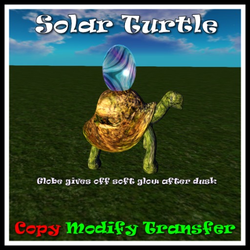 *TLD* Rainbow Solar Cement Turtle Statue