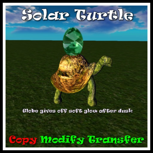 *TLD* Green Solar Cement Turtle Statue