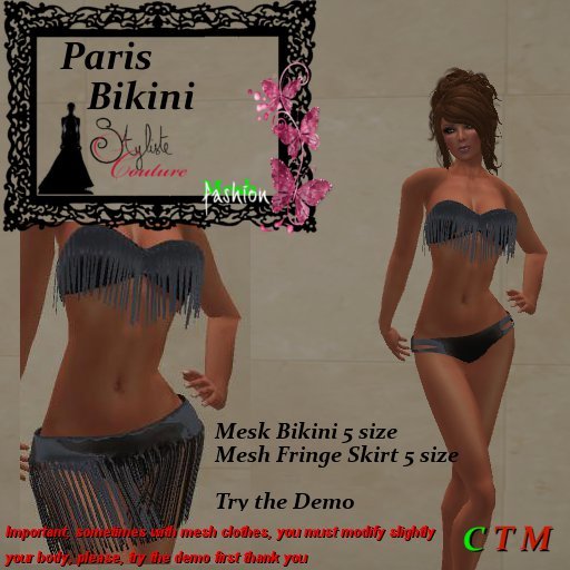 Paris Bikini Set Vinyl Black