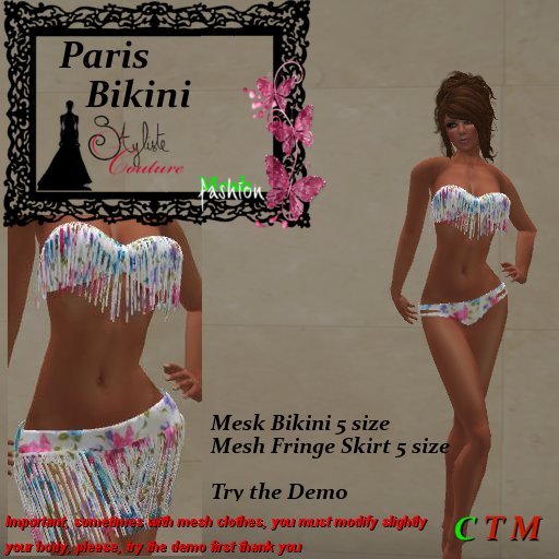 Paris Bikini Set Pink bleu flower