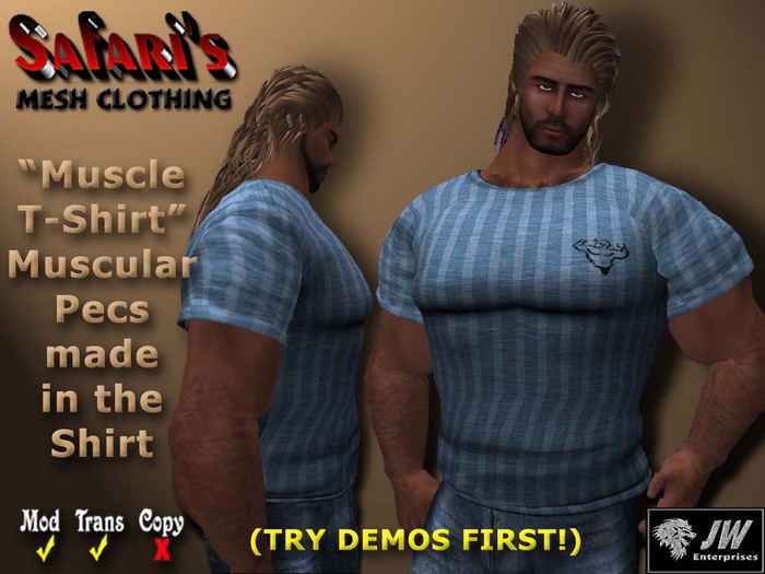 SSafari's - Muscle T-Shirt (Blue Stripe)