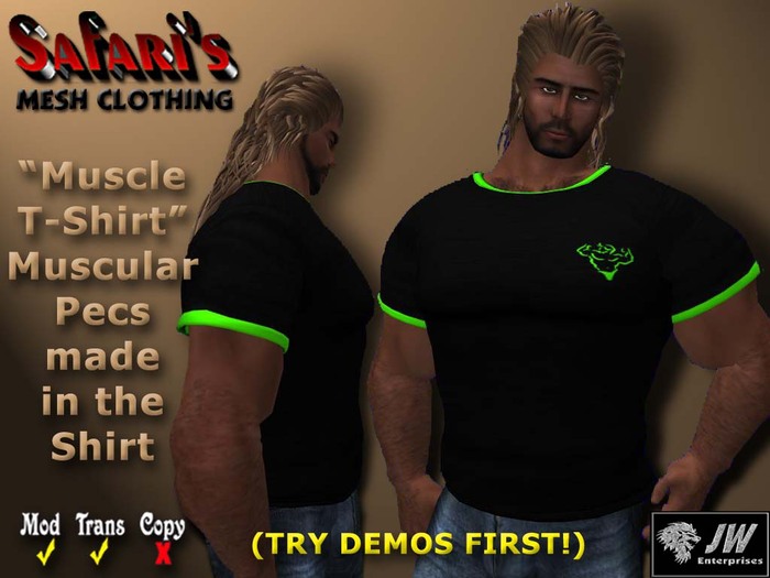 Safari's - Muscle T-Shirt (Black/Green)