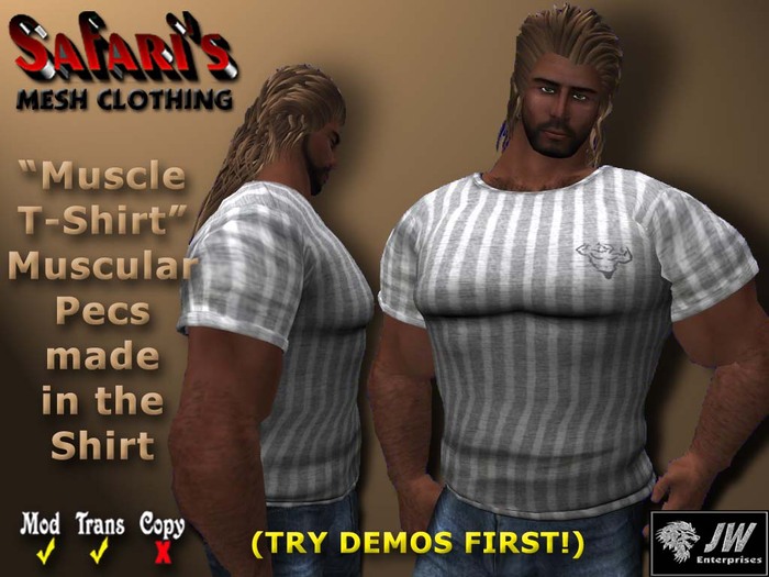 Safari's - Muscle T-Shirt (Gray Stripe)