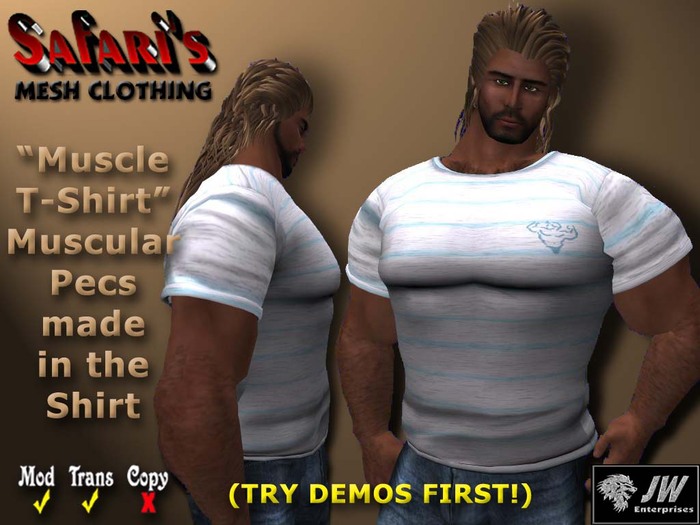 Safari's - Muscle T-Shirt (White Stripe)