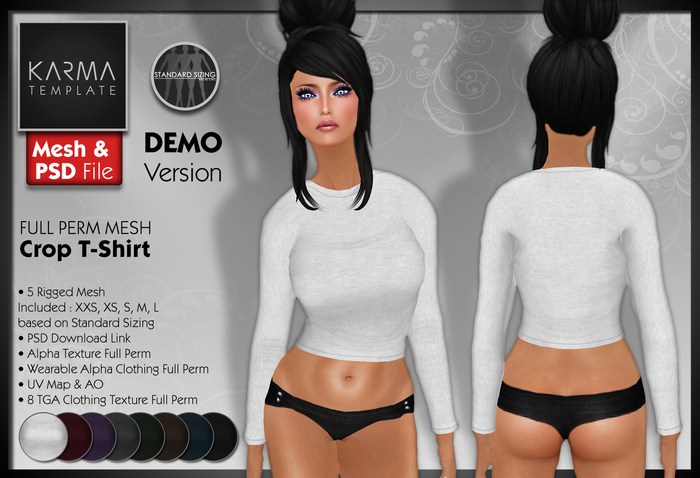 Karma Template - Full Perm Mesh Crop T-Shirt - DEMO