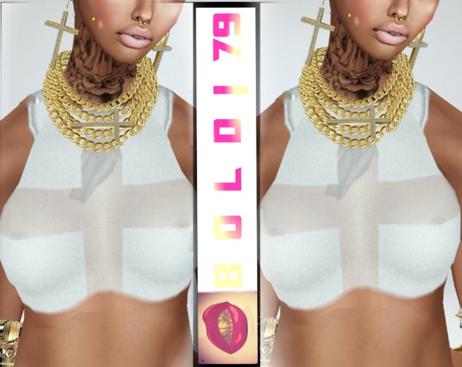 .:B79:. White SeeThrew Cross Top