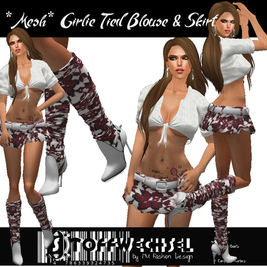 [Stoffwechsel] *Mesh* Girlie Outfit Tied Blouse + Skirt