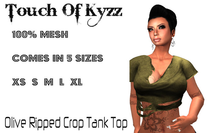 Olive Ripped Crop Tank Top