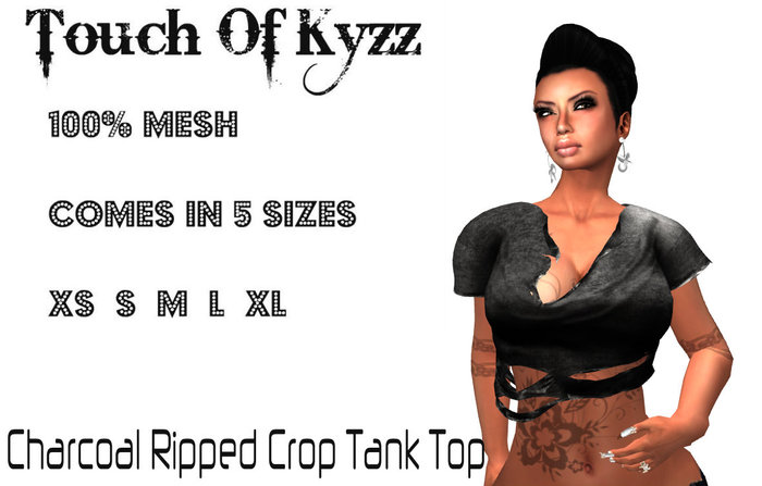 Charcoal Mesh Ripped Crop Tank Top