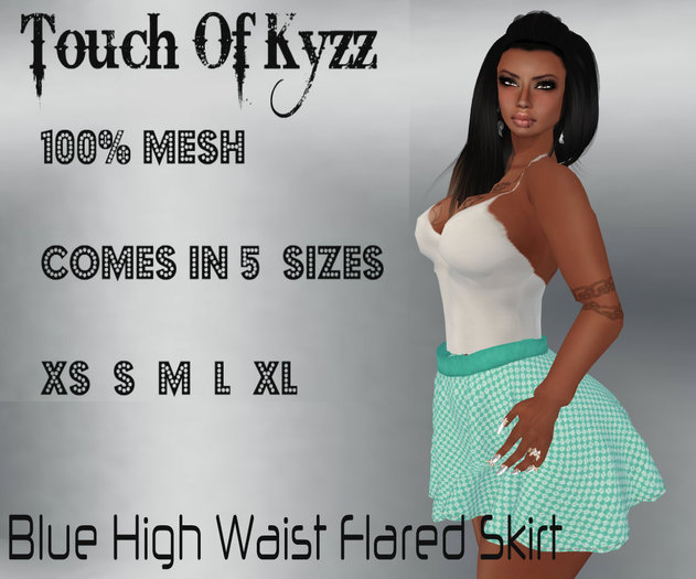 Blue High Waist Flared Skirt