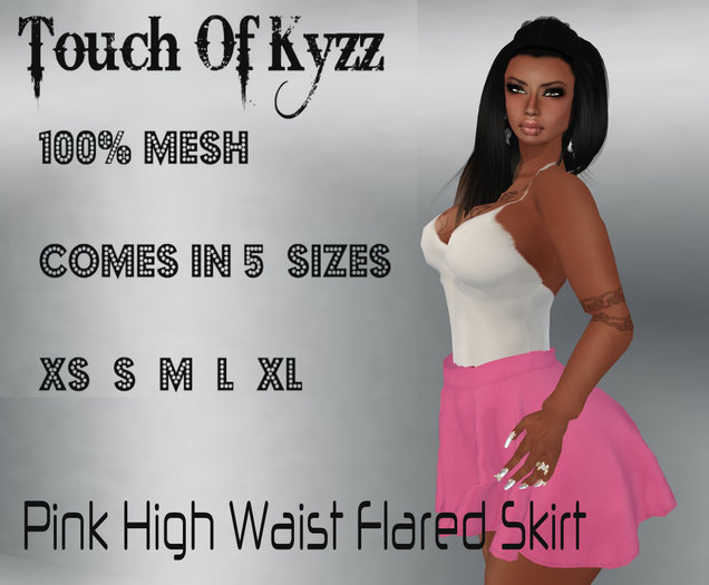 Pink High Waist Flared Skirt