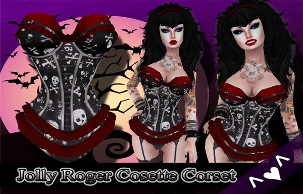 ^v^DRBC^v^Grey Skull Lingerie Set