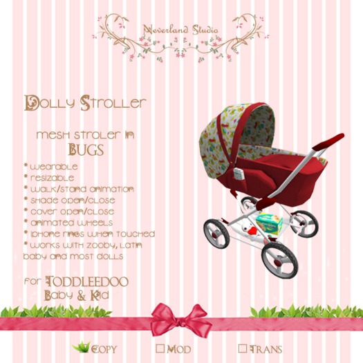 Second Life Marketplace Neverland TD Dolly Stroller Bugs