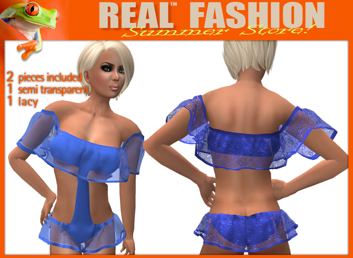 "REAL FASHION" One piece swimwear with sleeves - Blue